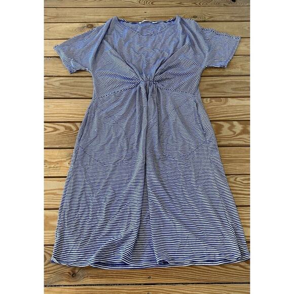 Sarah Liller White Stripe T Shirt Dress Size Medium Women’s Blue - Picture 1 of 5